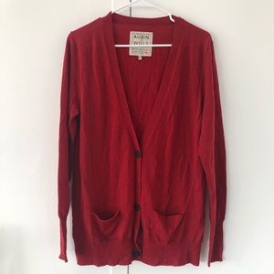 Aubin&Wills Red 100% Merino Wool Fine Knit Cardigan